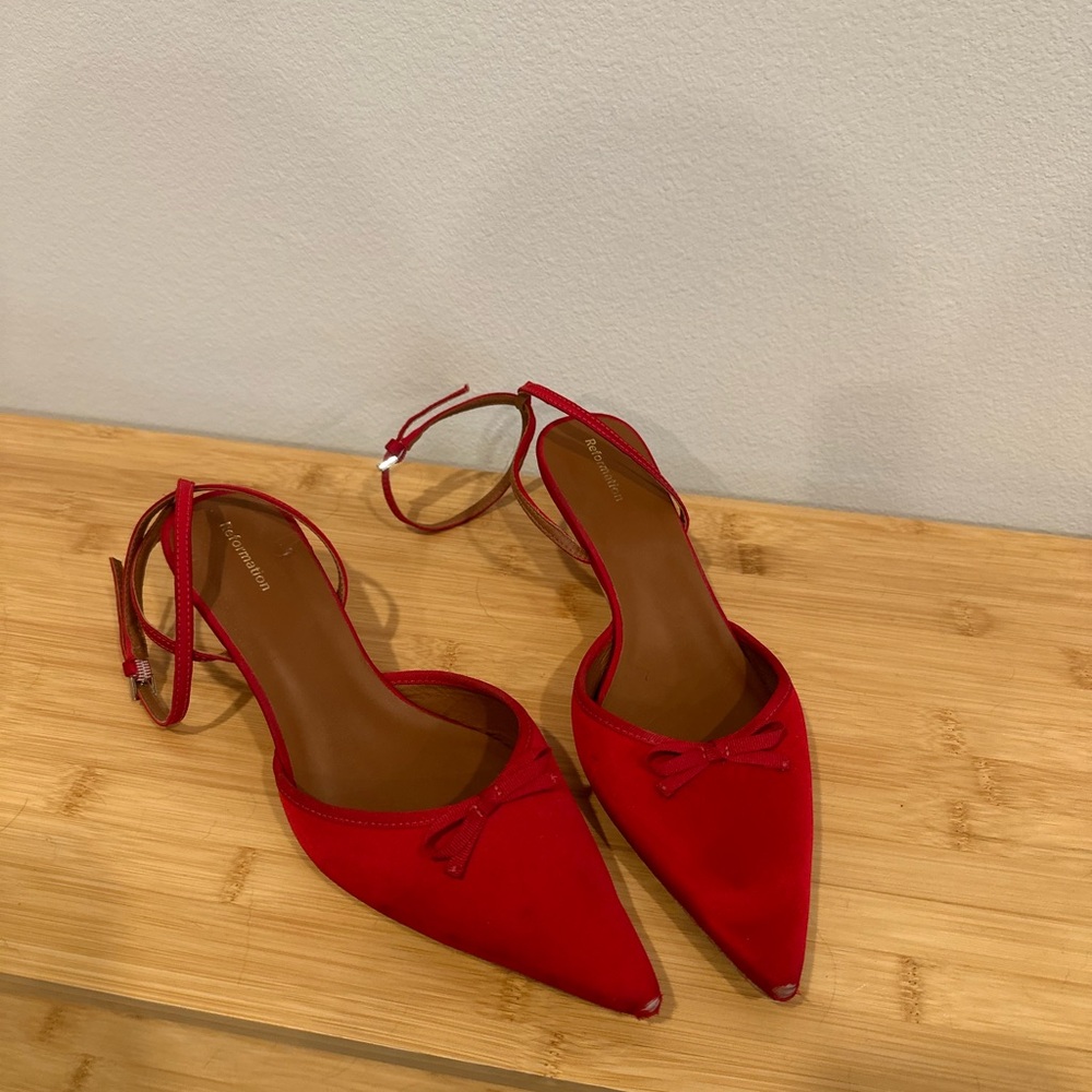 Reformation Red Kitten Heels
